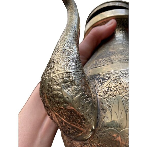 Antique Vintage Hand Etched Hinged Tea Coffee Pot Stamped Best German Silver - Picture 10 of 17